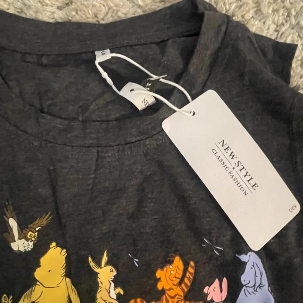 Disney Winnie the Pooh-Like & Friends Gray Tank Top Small NWT - Picture 3 of 6